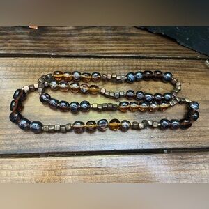 5/$45 Vintage Elegant Brown Glass Long Chunky Beaded Necklace C1